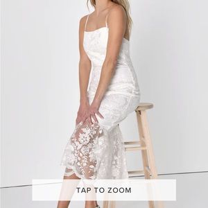 Lulus adored eternity white embroidered lace trumpet dress